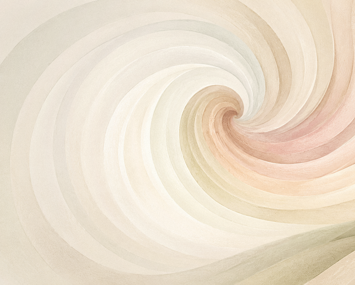 A soft watercolor swirl moving inward toward stillness